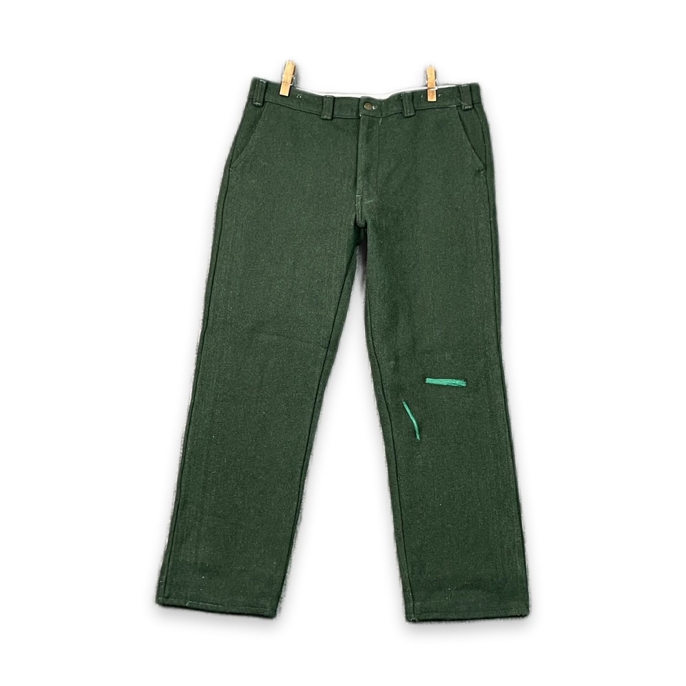 CODET Wool Hunting Pants Mens 36x29.5* Dark Green Camping Hiking Straight Leg